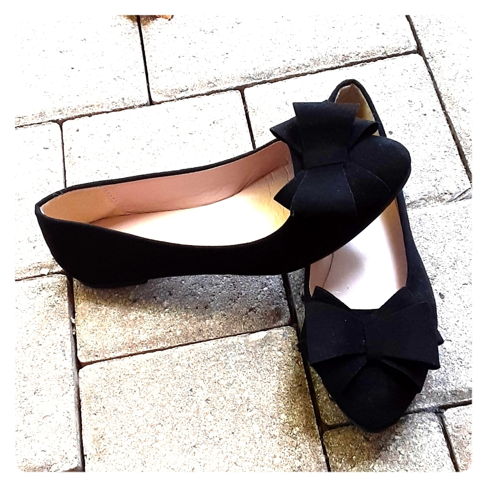 Bow black flats